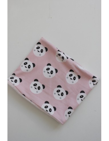 Braga de cuello rosa con pandas ajustable con snaps de plástico desde el año hasta los 8 